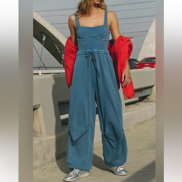 Free People FP Movement Inbound Onesie in Misty Blue Size SM $128 Retail NWT - Picture 3 of 9